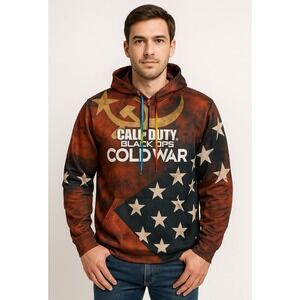 Call of Duty Black Ops Cold War hoodie men's large flag graphic gamer sweatshirt